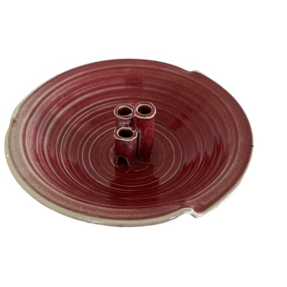 Studio Pottery Vase Flower Frog Artist Signed Noah Red Modern Farmhouse Rustic - Picture 1 of 7